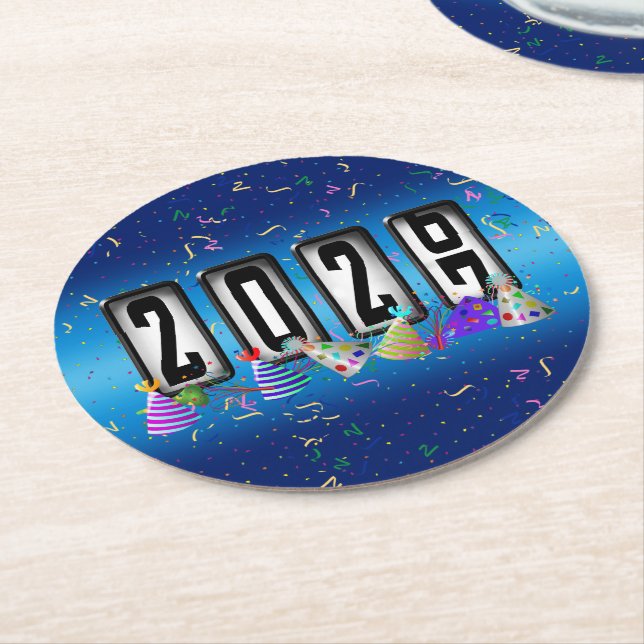 2027 Odometer Nyårsfest Underlägg Papper Rund (Vinklad)