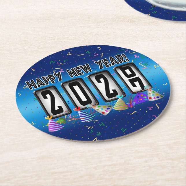 2027 Odometer Nyårsfest Underlägg Papper Rund (Vinklad)
