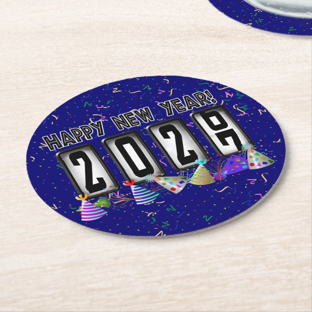 2027 Odometer Nyårsfest Underlägg Papper Rund (Vinklad)