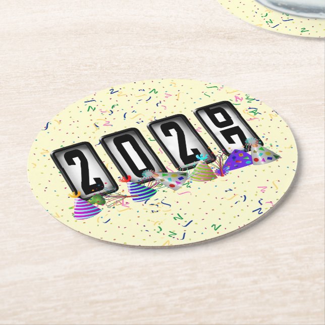 2027 Odometer Nyårsfest Underlägg Papper Rund (Vinklad)