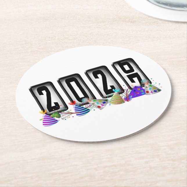 2027 Odometer Nyårsfest Underlägg Papper Rund (Vinklad)