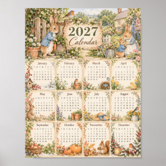2027 Planschkalender - Kanin i Stugträdgård Poster