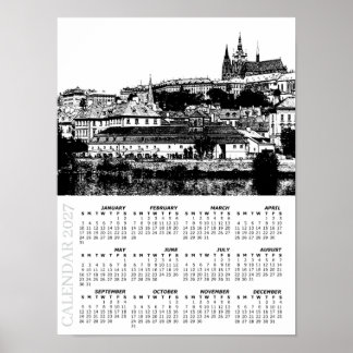 2027 Prag Kalender, Prag slott, Tjeckien Poster