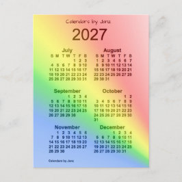 2027 Rainbow 6 Månaders Mini Kalender av Janz Vykort
