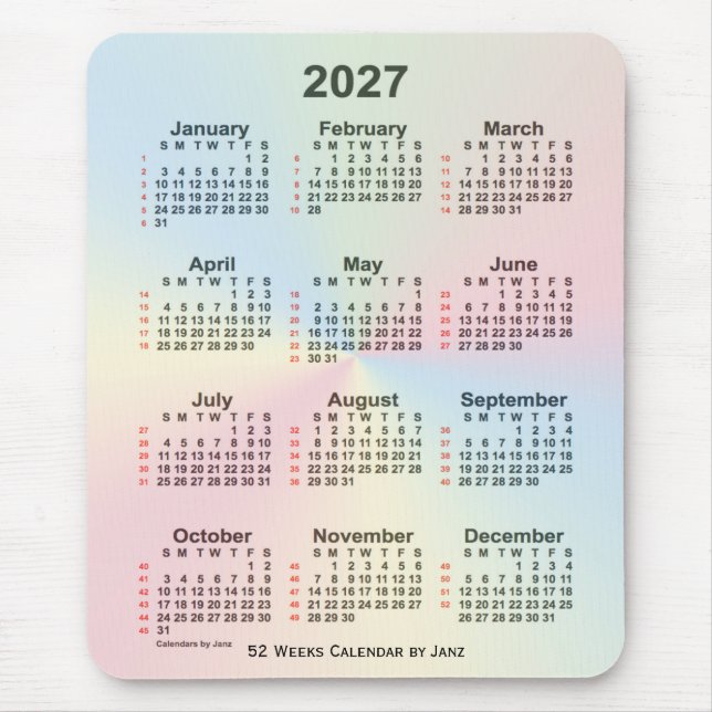 2027 Rainbow Cloud 52 Week Calendar av Janz Musmatta (Framsidan)