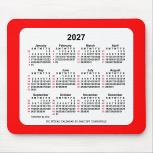 2027 Red 52 Weeks ISO Calendar av Janz Two Tone Musmatta