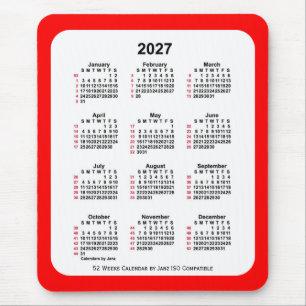 2027 Red 52 Weeks ISO Calendar av Janz Two Tone Musmatta