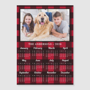 2027 Röd Buffalo-rutig Fotokalender Magnetkort