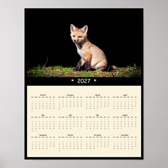 2027 Röd Rävunge Väggkalender: Liten Trailblazer Poster (Framsidan)