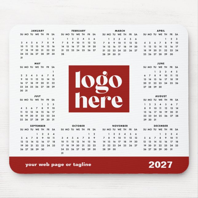 2027 Röda affärslogokalender Musmatta (Framsidan)