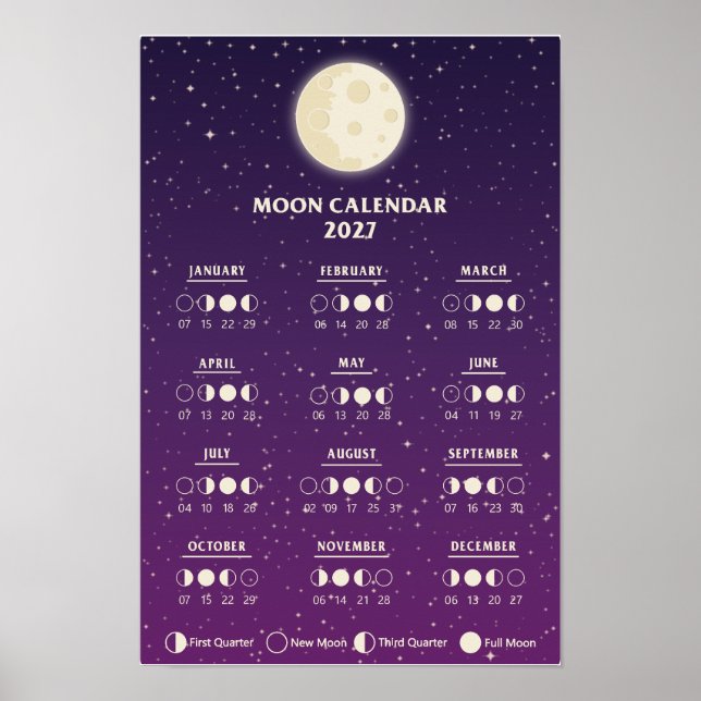 2027 Rymd Lunar Cycles Galaxy Månfas Kalender Poster (Framsidan)