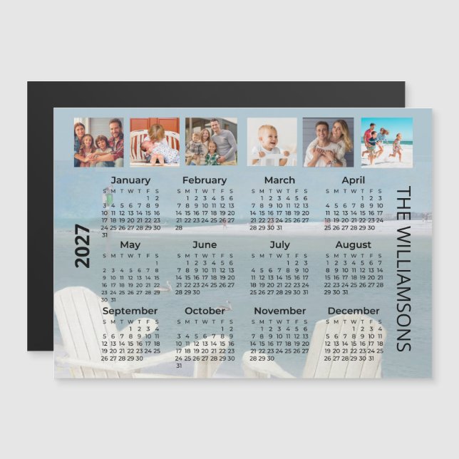 2027 Sex Bilder Strand Kalender Magnet  (Fram/baksida)