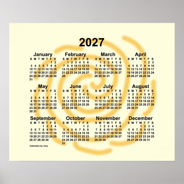 2027 Soliga dagar Kalender av Janz Poster (Framsidan)
