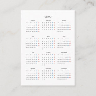 2027 söndagskalender tack för köpet visitkort
