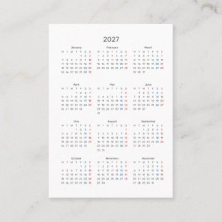 2027 söndagskalender tack för köpet visitkort