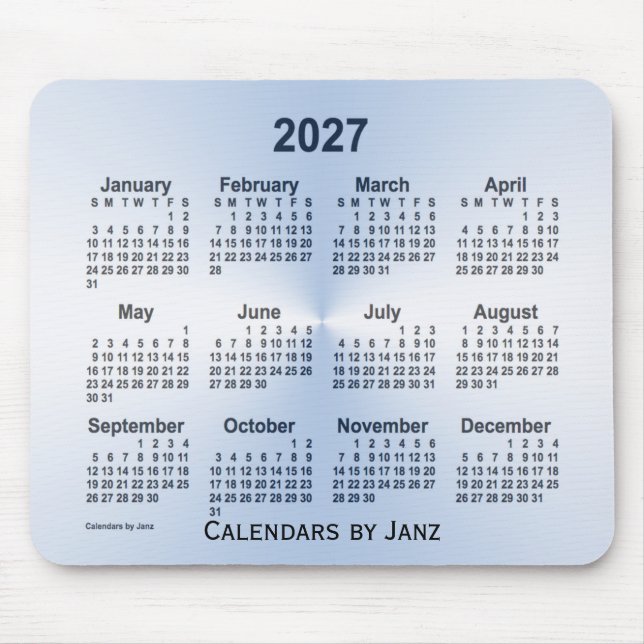 2027 Stålblå kalender av Janz Mouse Pad Musmatta (Framsidan)