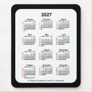2027 svart 52 veckors ISO-kalender av Janz Two Ton Musmatta
