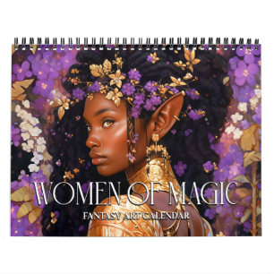 2027 Svart Fantasykonst Kvinnor av magi Kalender
