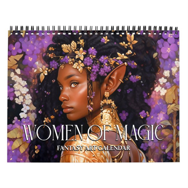 2027 Svart Fantasykonst Kvinnor av magi Kalender (Omslag)