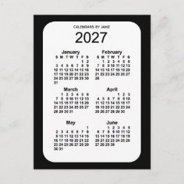 2027 Svarta 6-månaders mini-kalender från Janz Vykort