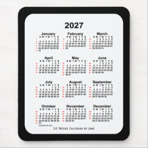 2027 Tone Black 52 Week-kalender från Janz Musmatta