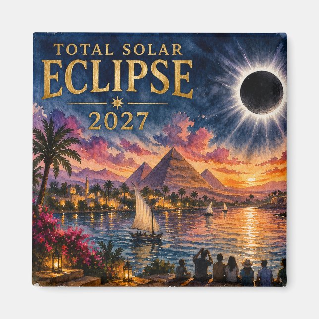2027 Total solförmörkelse Egypten Magnet (Framsidan)