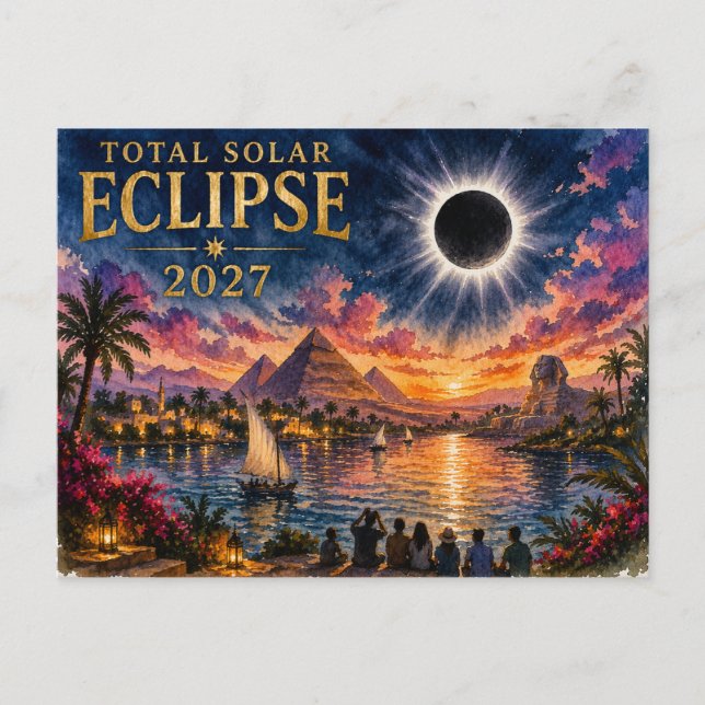 2027 Total solförmörkelse Egypten Vykort (Framsida)