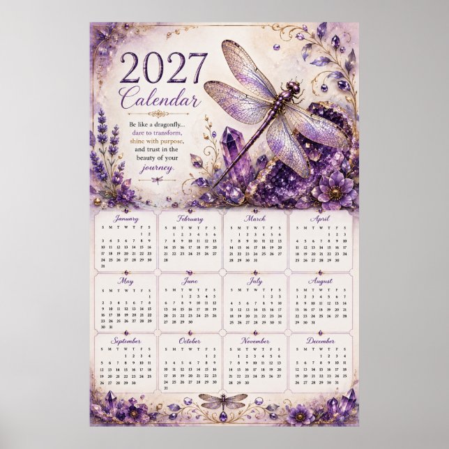 2027 Trollslända Väggkalender Poster (Framsidan)
