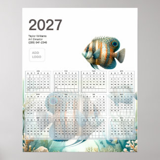 2027 Tropisk Fisk Akvatisk Företagslogotyp Kalende Poster