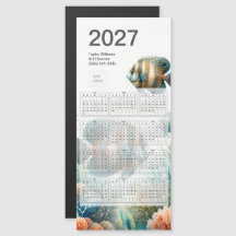 2027 Tropisk Fisk Kalender Logotyp Magnet Kort
