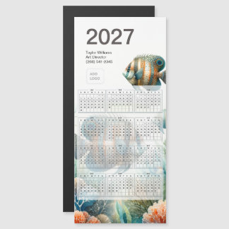 2027 Tropisk Fisk Kalender Logotyp Magnet Kort