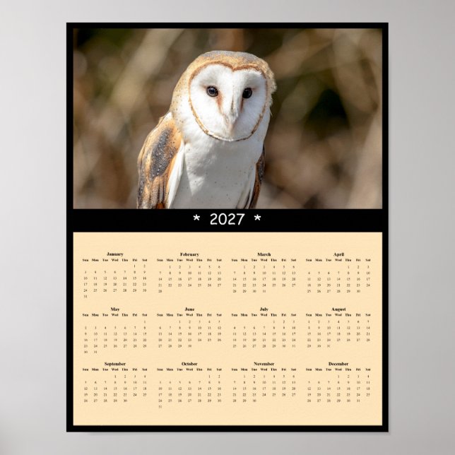 2027 Ugglakalender - Tyst Jägare Poster (Framsidan)