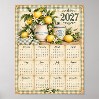 2027 Väggkalender Affisch (Gingham/Citron)
