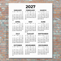 2027 Väggkalender Enkel Grundläggande Svart och Vi