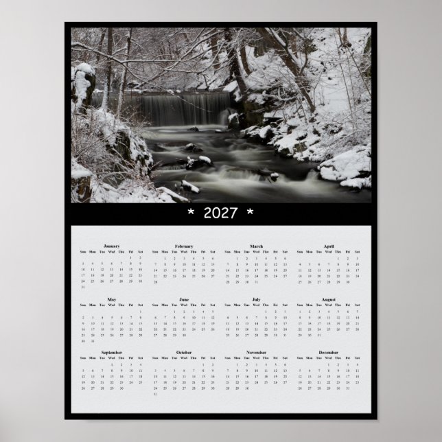 2027 Vanderbilt Vattenfall Väggkalender - Trädgård Poster (Framsidan)