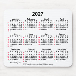 2027 Vit 52 veckor ISO-kalender från Janz Musmatta