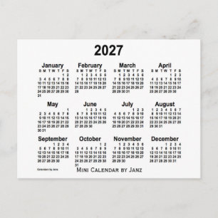 2027 Vit Mini Kalender av Janz Vykort