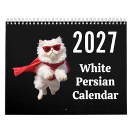 2027 Vit Persisk Kattkalender Kalender