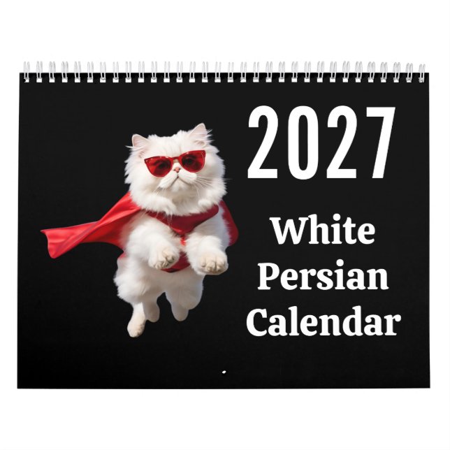 2027 Vit Persisk Kattkalender Kalender (Omslag)