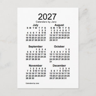 2027 Vit sexmånaderskalender från Janz Vykort