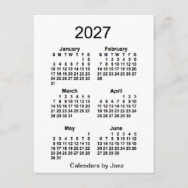 2027 Vit sexmånaderskalender från Janz Vykort