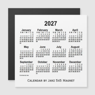 2027 Vitbok från Janz 5 x 5 Magnet