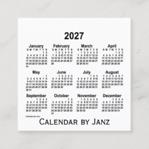 2027 Vitbok från Janz Square-Affärskortet Fyrkantigt Visitkort
