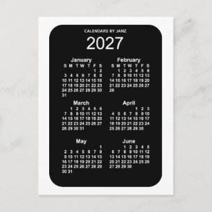 2027 Vitbok Neon 6 månaders Mini Kalender från Jan Vykort