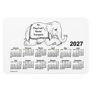2027 White Elephant Calendar av Janz 4x6 Magnet