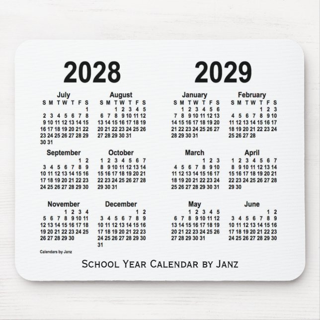 2028-2029 års vitbokskalender från Janz Musmatta (Framsidan)
