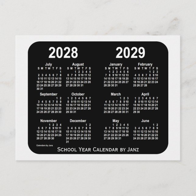 2028-2029 Jute Neon skolårskalender från Janz Vykort (Framsida)