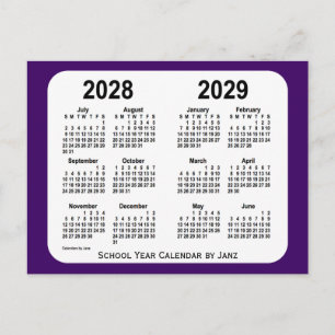 2028-2029 Lila Mini School Year Calendar av Janz Vykort