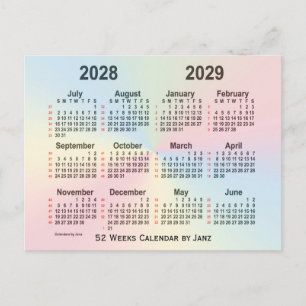 2028-2029 Regnbåge 52 veckors kalender från Janz Vykort