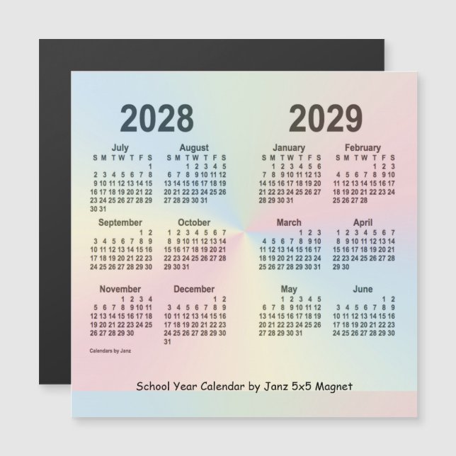 2028-2029 Regnbågsskolans årskalender från Janz (Fram/baksida)
